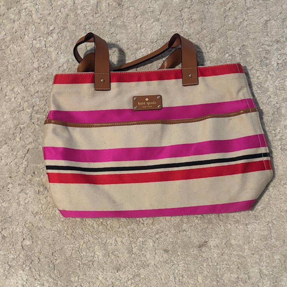 Kate Spade Vibrant Pink and Tan Tote
